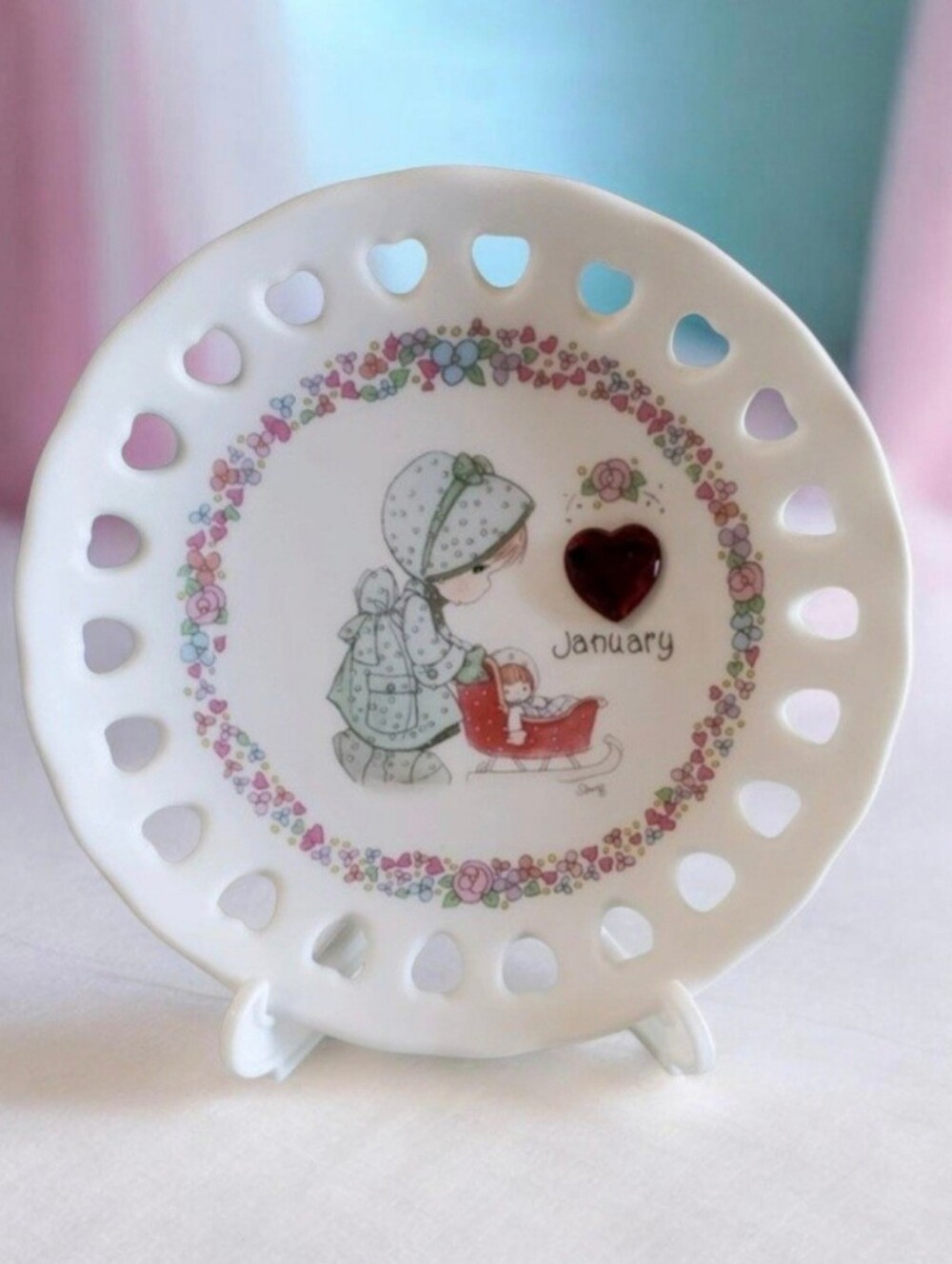 Vintage Precious Moments January Birthday Plate